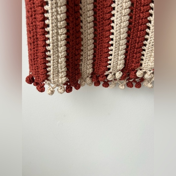 Zara collection crochet knit long boho cardigan coat two tone striped - Picture 13 of 13